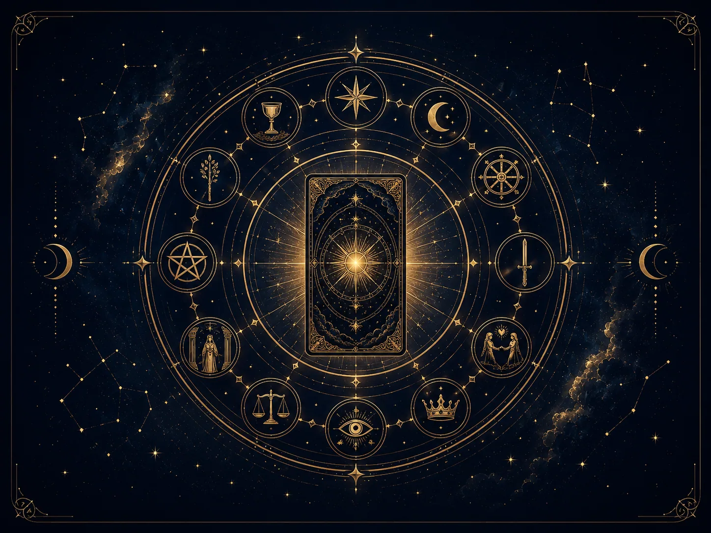 Tarot falı için mistik kart görseli